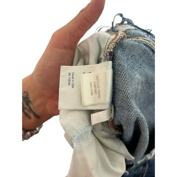 Reformation Zipper Jean Celtic Blue Size 28 Y2K Contrast Pockets Frayed Contrast - Picture 9 of 14